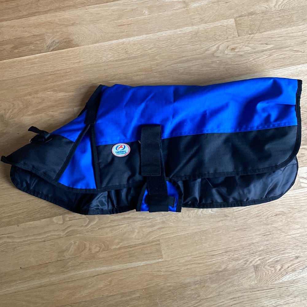 Derby Originals Horse Tough Waterproof Winter Dog Coat BLUE BLACK L EXCELLENT